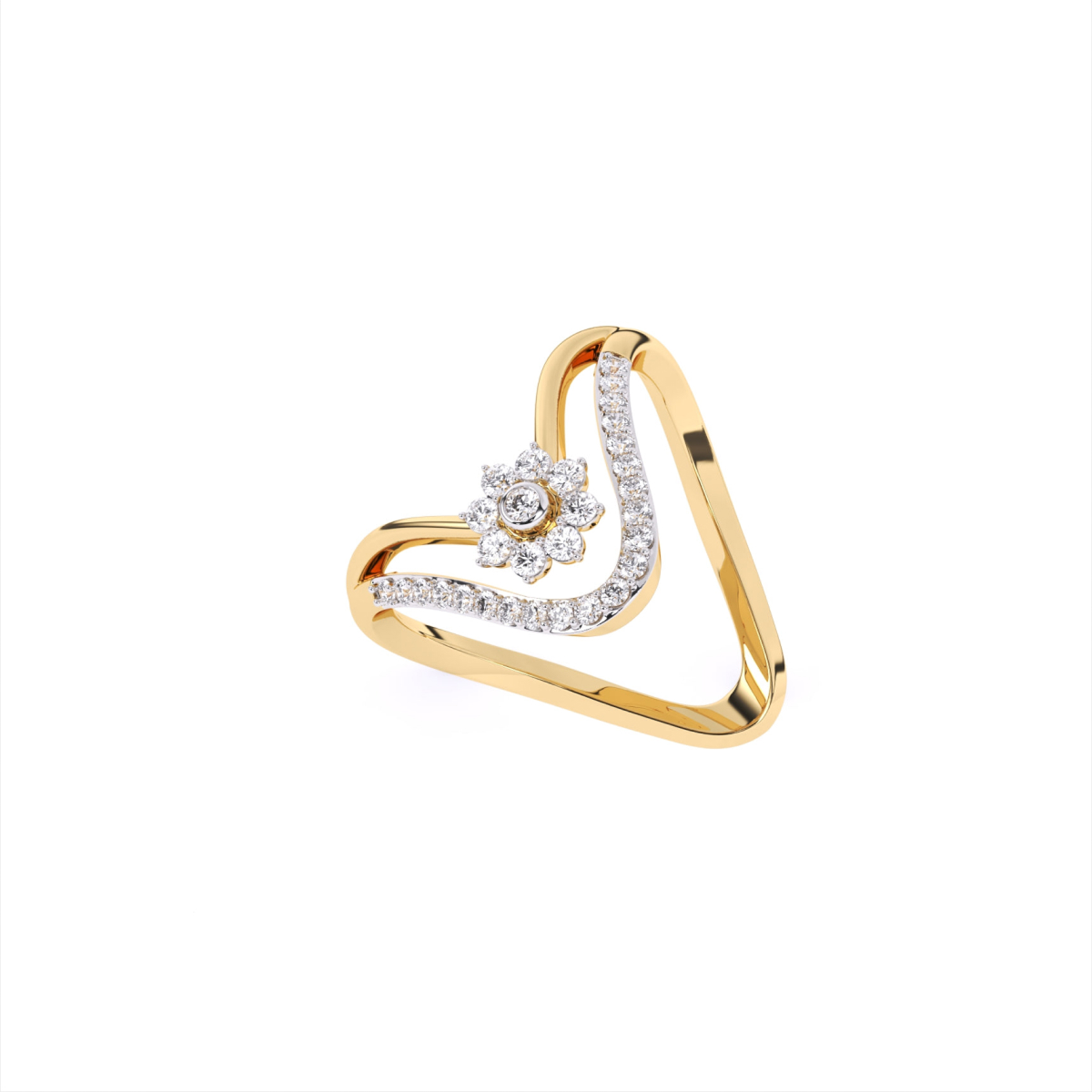 V Shape Lab Grown Diamond Engagement Ring